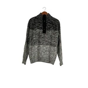 Express Mens 1/4 Zip Pullover Sz L Gray/Black Mock Neck Knit Preppy Y2K Everyday
